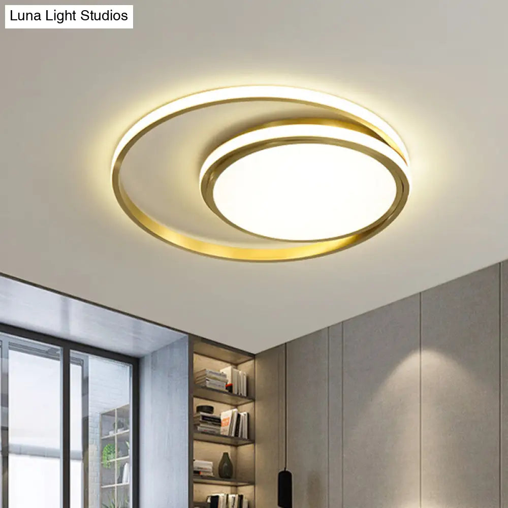 Modern Led Flushmount Light With Gold Finish And Acrylic Shade