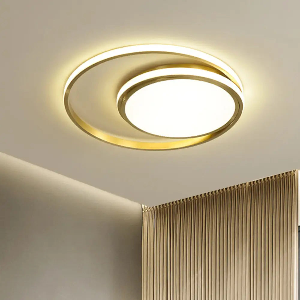 Modern Led Flushmount Light With Gold Finish And Acrylic Shade