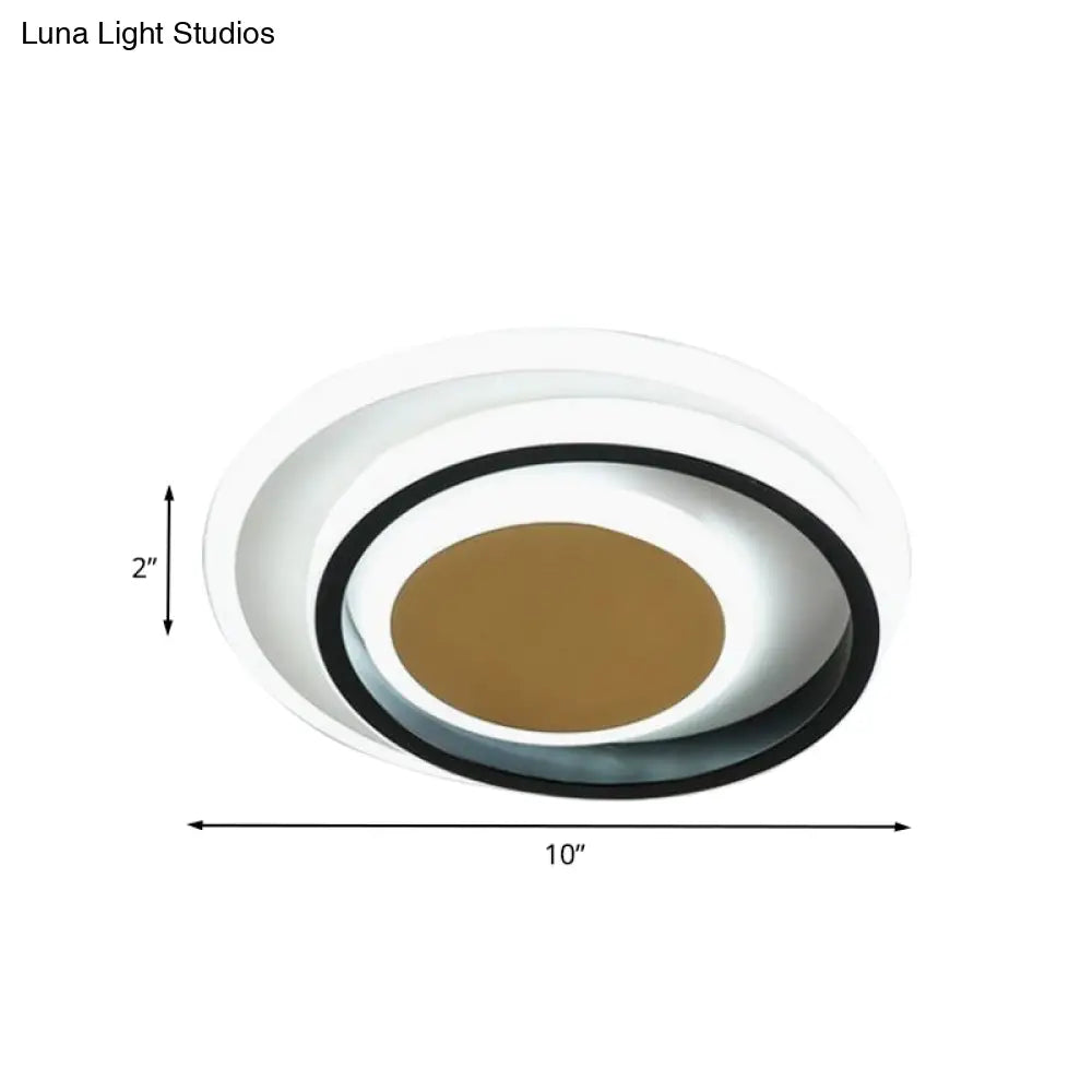 Modern Led Flushmount Lighting In White And Black Acrylic - Square/Round Design