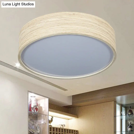 Modern Led Flushmount Lighting - Round Bamboo Shade Warm/White Light 10/14 W Wood / 10 White
