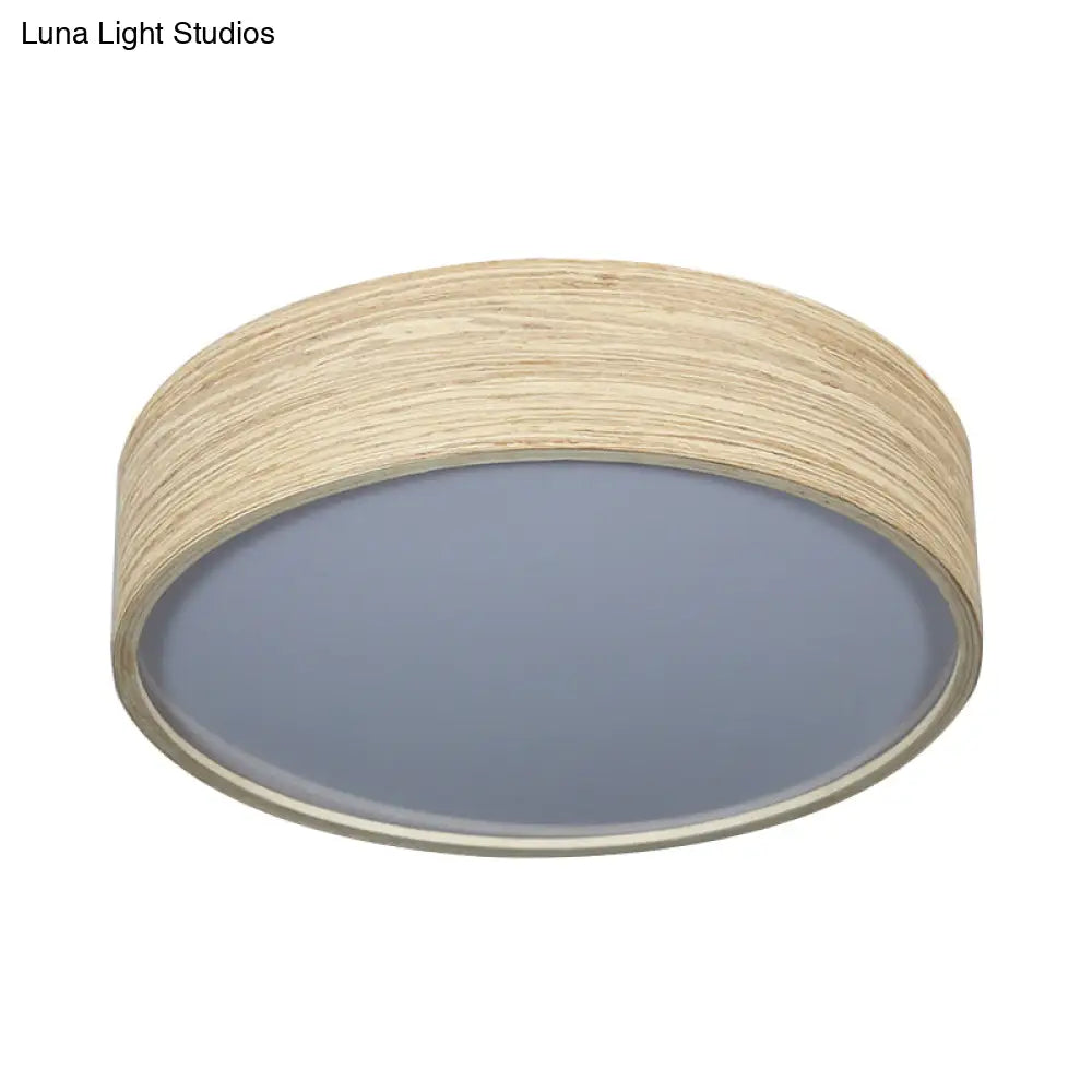 Modern Led Flushmount Lighting - Round Bamboo Shade Warm/White Light 10/14 W