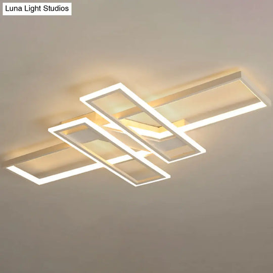 Modern Led Frame Ceiling Mount Light For Living Room - Acrylic Semi Flush Fixture White / 35.5