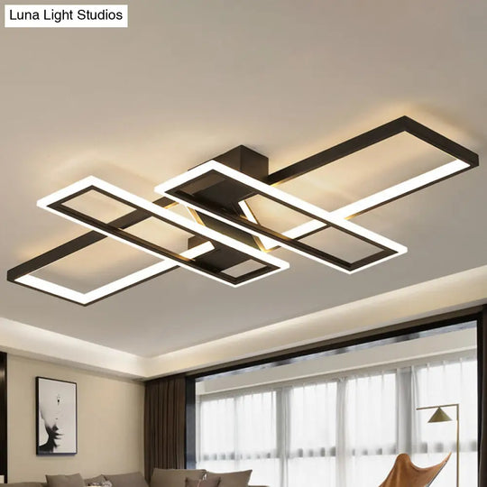 Modern Led Frame Ceiling Mount Light For Living Room - Acrylic Semi Flush Fixture
