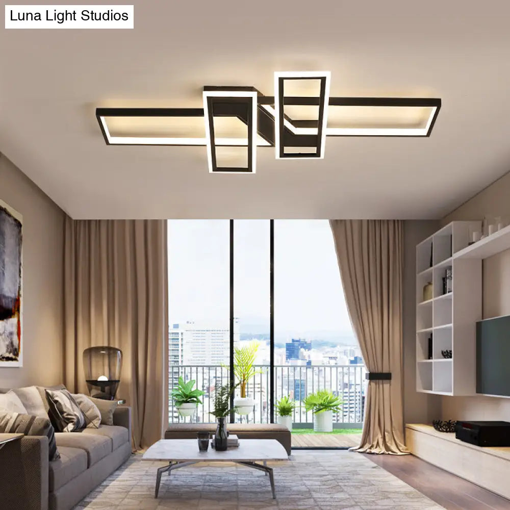Modern Led Frame Ceiling Mount Light For Living Room - Acrylic Semi Flush Fixture