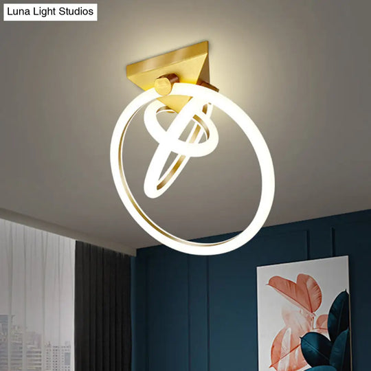 Modern Led Gold Acrylic Flush Mount Ceiling Light For Bedroom