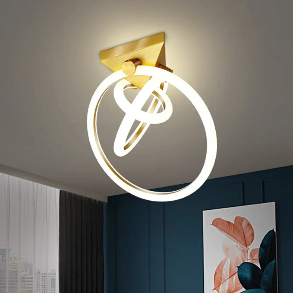 Modern Led Gold Acrylic Flush Mount Ceiling Light For Bedroom