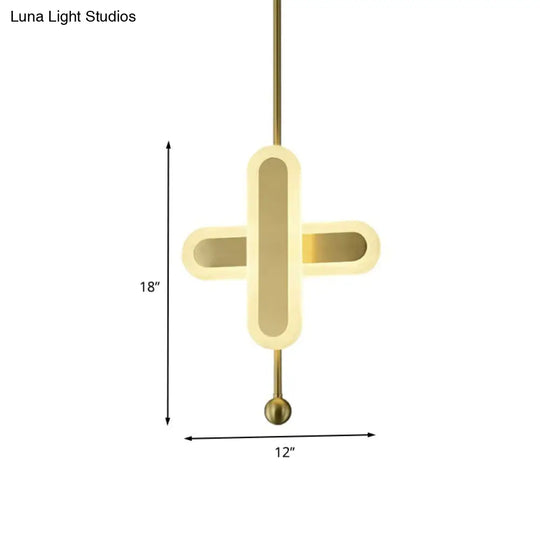 Modern Gold Led Pendant Lamp For Bedroom Ceiling: Crossing Acrylic Fixture