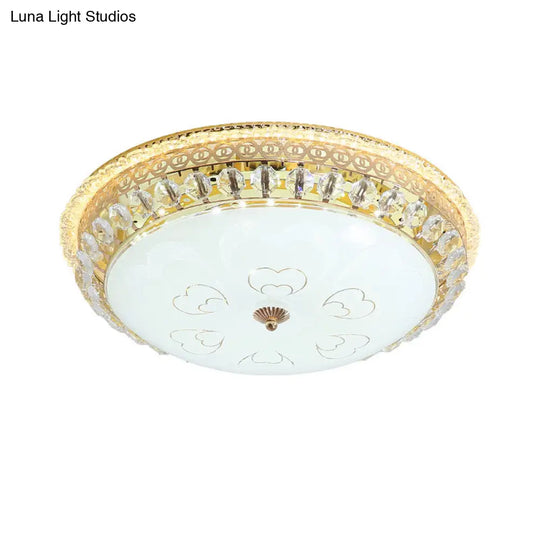 Modern Led Gold Crystal Circle Flushmount For Bedroom Lighting