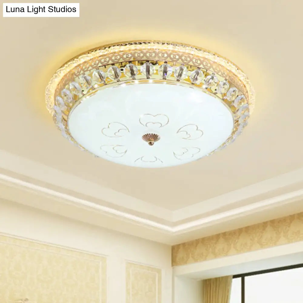 Modern Led Gold Crystal Circle Flushmount For Bedroom Lighting