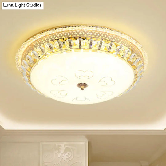 Modern Led Gold Crystal Circle Flushmount For Bedroom Lighting