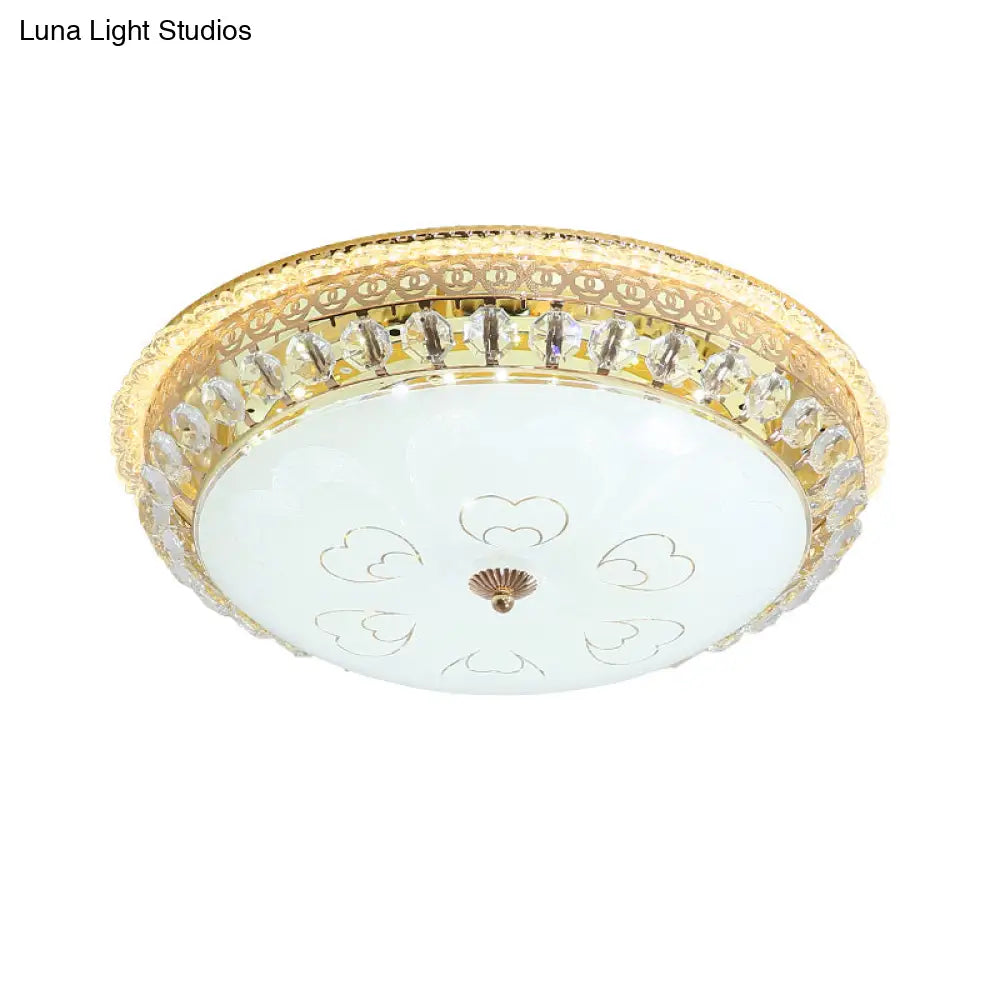 Modern Led Gold Crystal Circle Flushmount For Bedroom Lighting