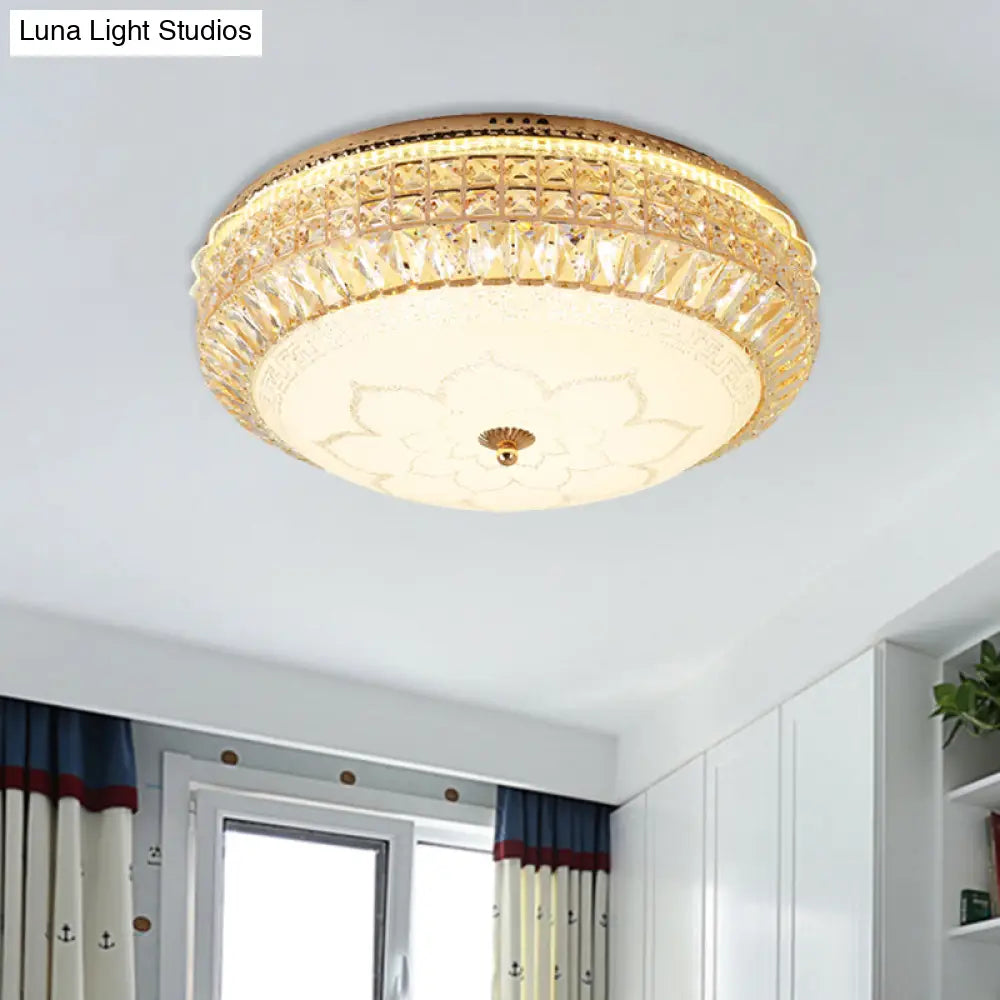 Modern Led Gold Crystal Flush Mount For Living Room