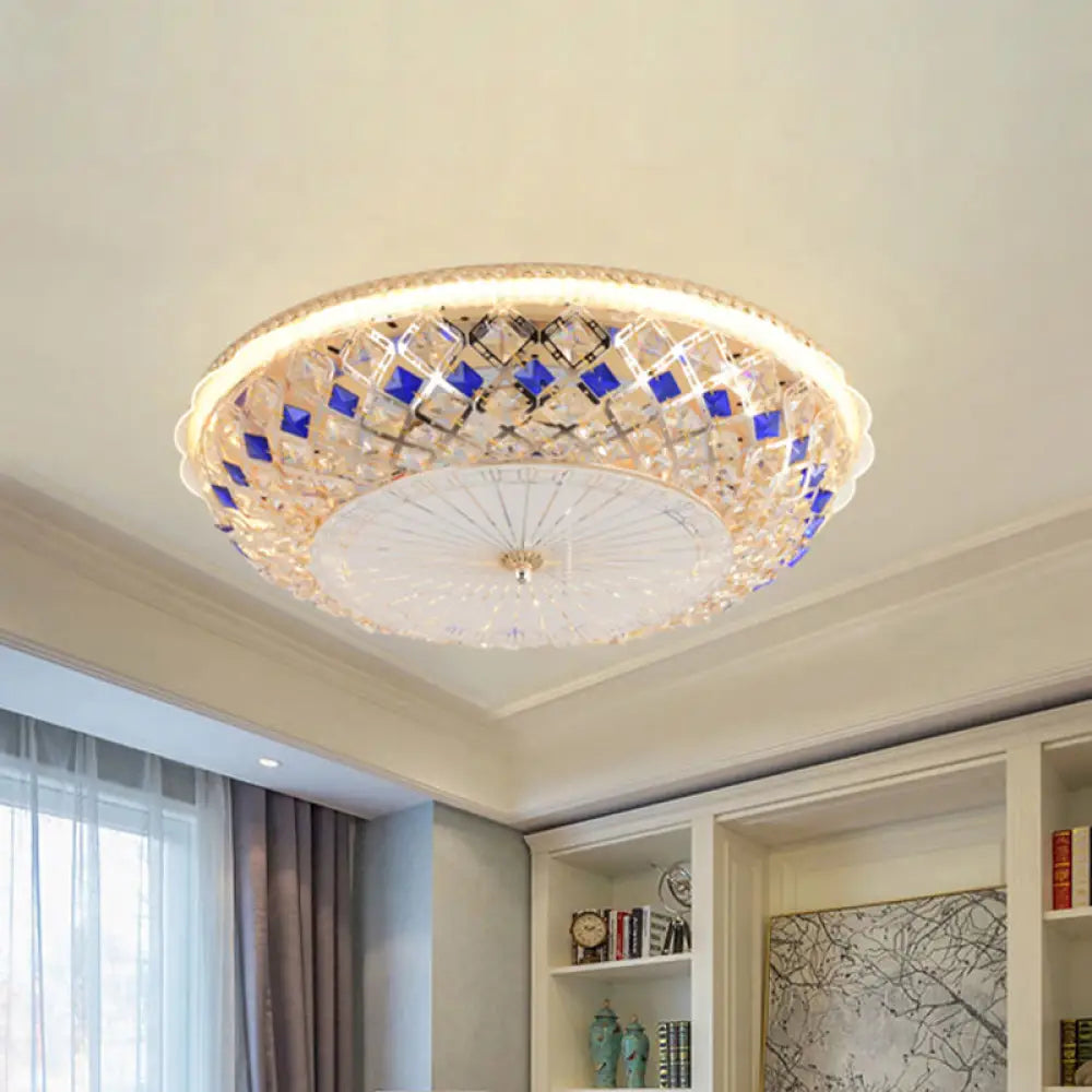 Modern Led Gold Crystal Prism Ceiling Light For Bedroom - Flush Mount Fixture