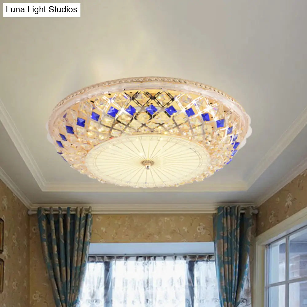 Modern Led Gold Crystal Prism Ceiling Light For Bedroom - Flush Mount Fixture