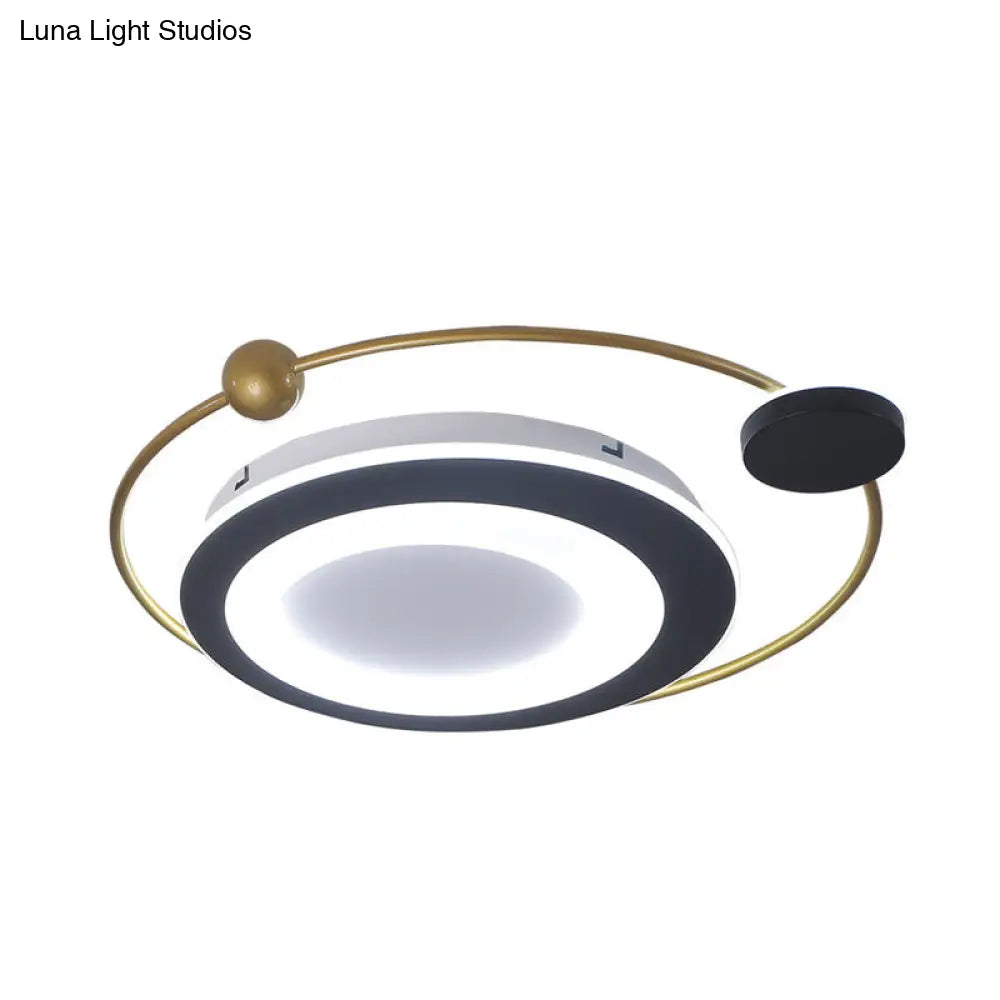 Modern Led Gold Finish Acrylic Orbit Flush Mount Spotlight - Warm/White Lighting