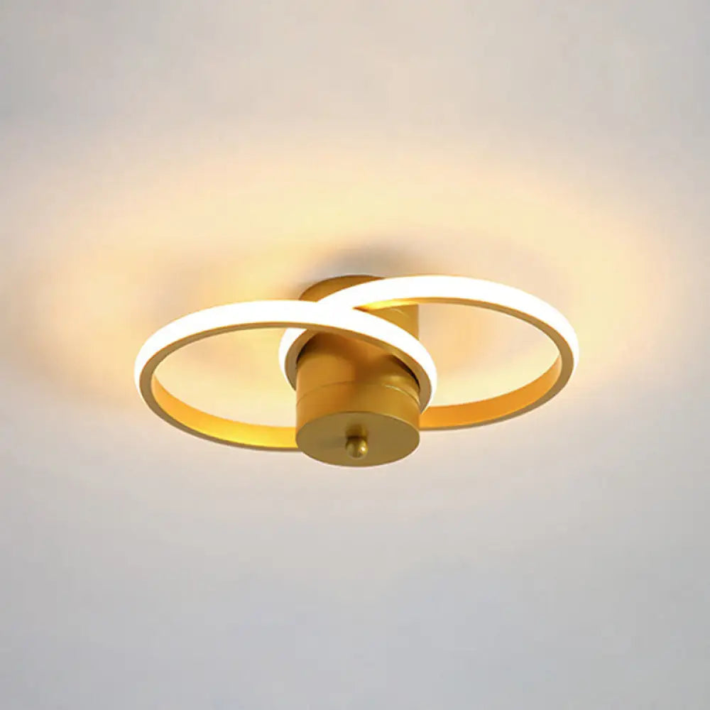 Modern Led Gold Flush Mount Ceiling Lamp - Acrylic Dual Loop Light Fixture For Corridor