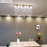 Modern Led Gold Flush Mount Raindrop Crystal Ceiling Lamp For Living Room