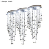 Modern Led Gold Flush Mount Raindrop Crystal Ceiling Lamp For Living Room