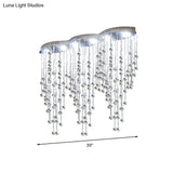 Modern Led Gold Flush Mount Raindrop Crystal Ceiling Lamp For Living Room