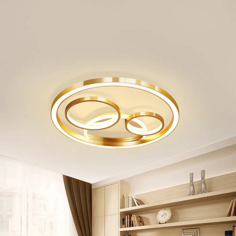 Modern Led Gold Flush Mount Spotlight Ceiling Fixture - 18’/23.5’ W Round Acrylic / 18’