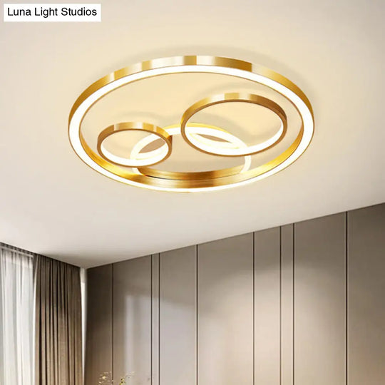 Modern Led Gold Flush Mount Spotlight Ceiling Fixture - 18’/23.5’ W Round Acrylic