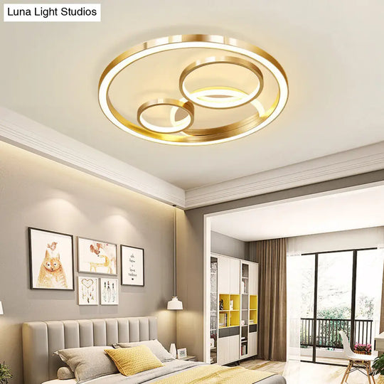 Modern Led Gold Flush Mount Spotlight Ceiling Fixture - 18/23.5 W Round Acrylic