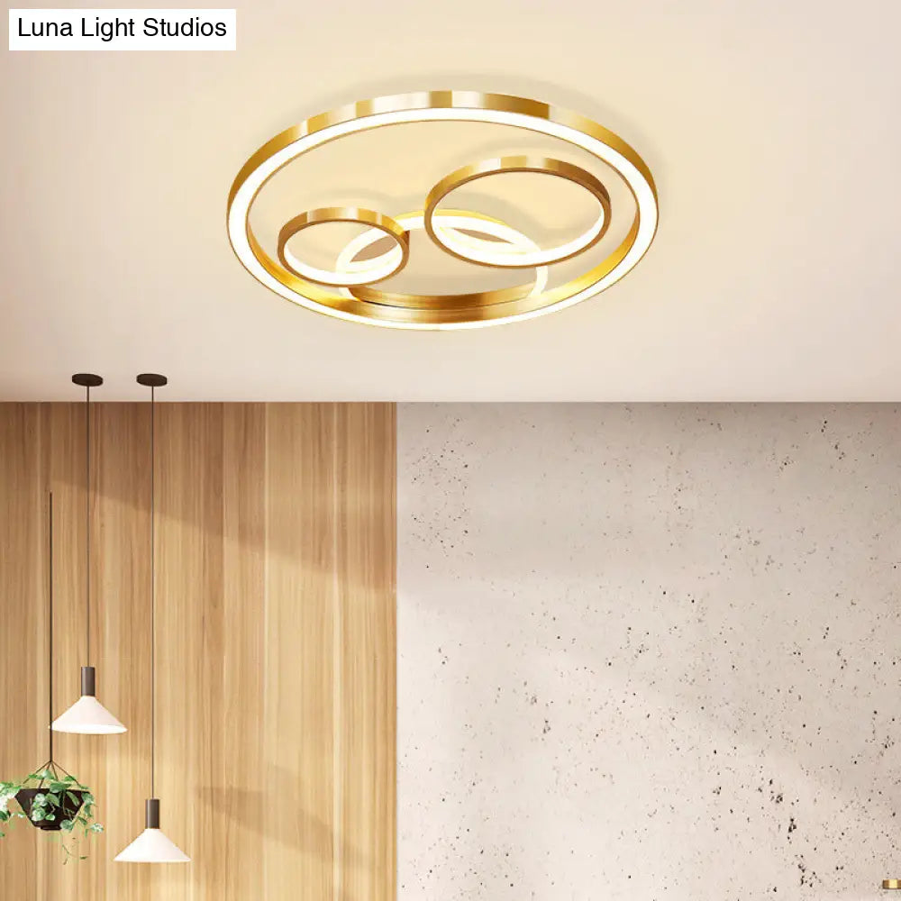 Modern Led Gold Flush Mount Spotlight Ceiling Fixture - 18/23.5 W Round Acrylic