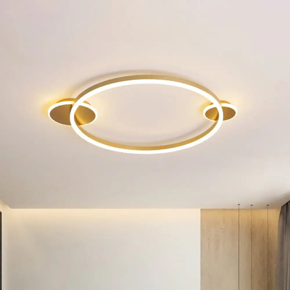 Modern Led Gold Halo Flushmount Ceiling Lamp In White/Warm Light 16’/19.5’ Dia / 16’ White