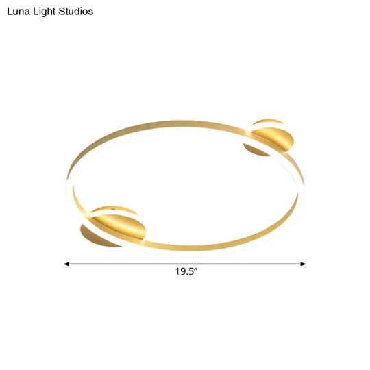 Modern Led Gold Halo Flushmount Ceiling Lamp In White/Warm Light 16’/19.5’ Dia