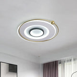 Modern Led Gold Round Flushmount Ceiling Light In White/Warm / White