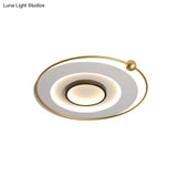 Modern Led Gold Round Flushmount Ceiling Light In White/Warm
