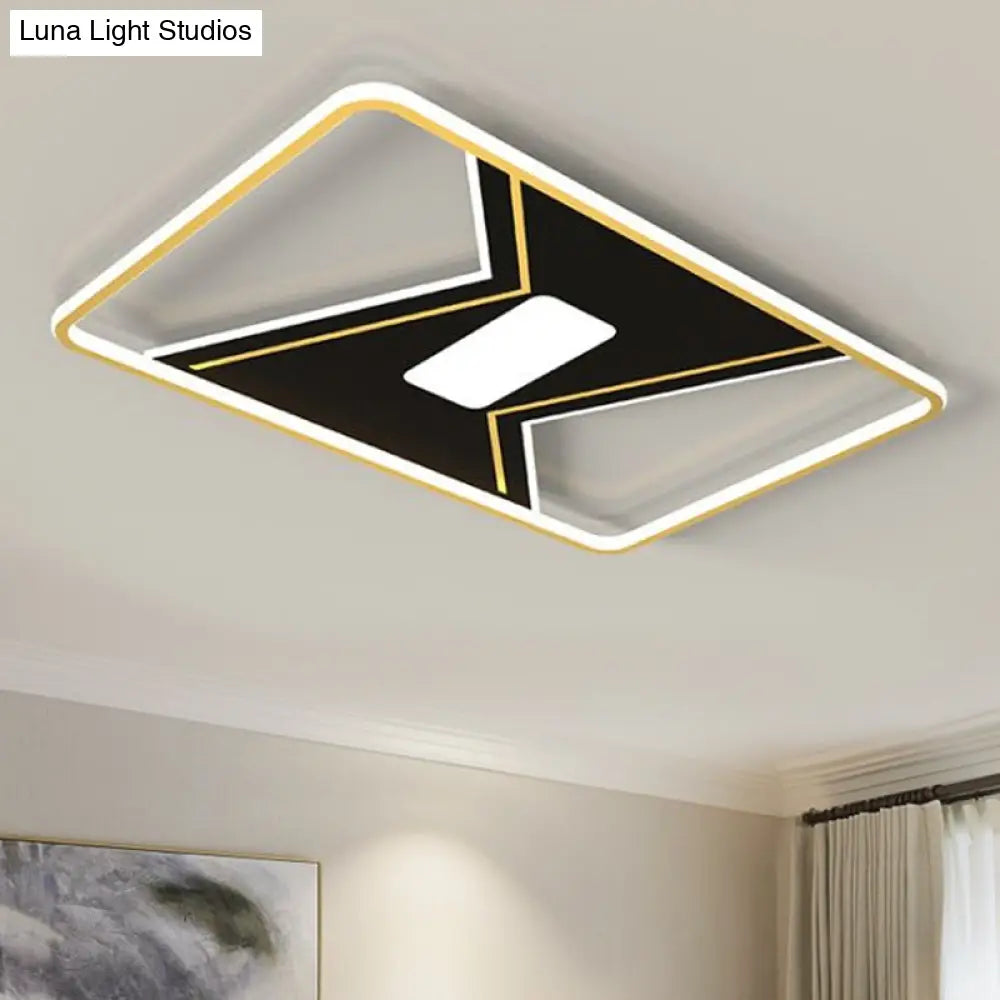 Modern Led Gold Splicing Ceiling Lamp In White/3 Colors - Metallic Flush Mount Fixture