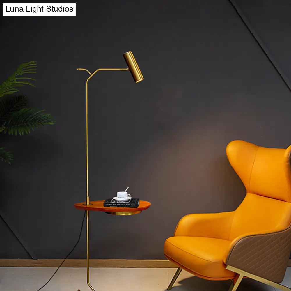 Modern Led Gold Standing Floor Lamp For Living Room - Tubular Metal Design