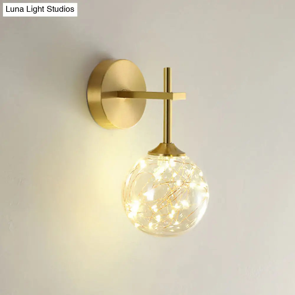 Modern Led Gold Wall Sconce With Geometric Glass Shade