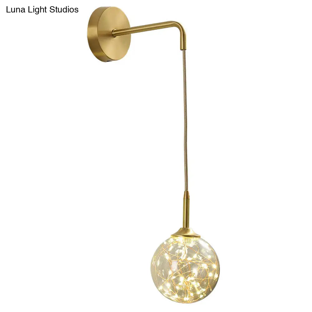 Modern Led Gold Wall Sconce With Geometric Glass Shade