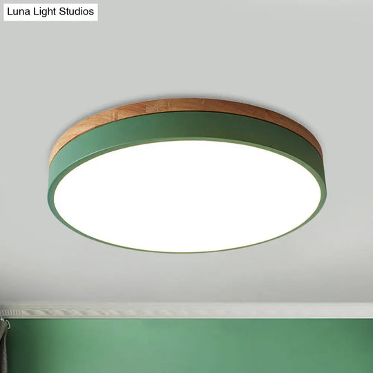 Modern Led Green Flush Mount Ceiling Light With Acrylic Diffuser - Available In 12/16/19.5 Widths /