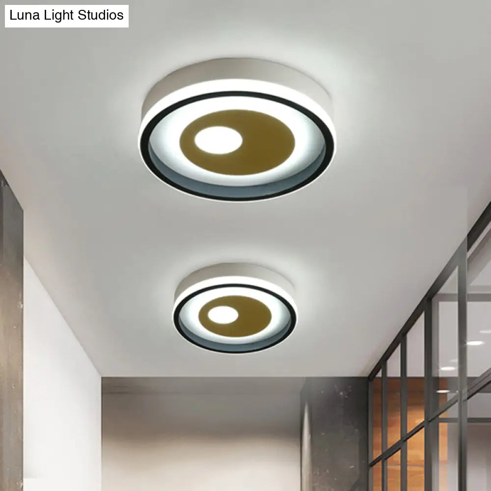 Modern Led Hallway Flush Ceiling Lamp With Acrylic Shade - Black And White