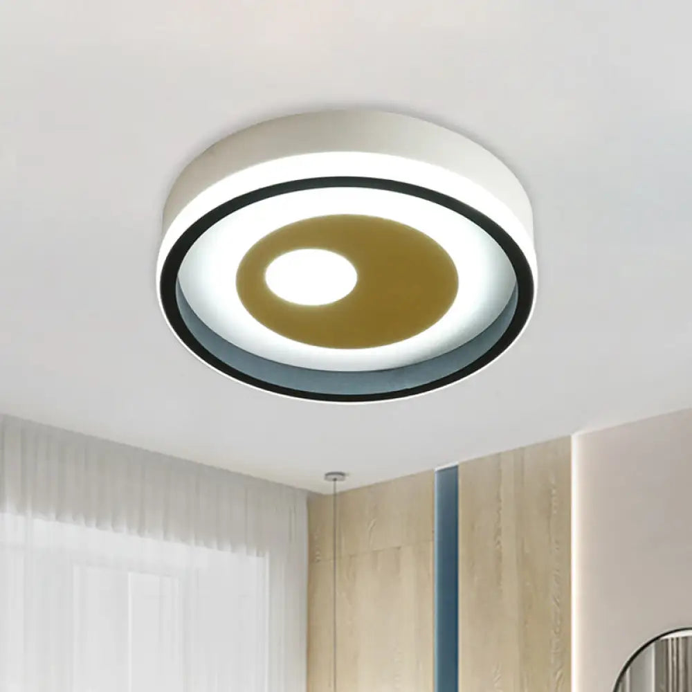 Modern Led Hallway Flush Ceiling Lamp With Acrylic Shade - Black And White Black - White / Round