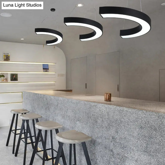 Modern Led Hanging Chandelier Light Fixture For Gymnasium - Curve Acrylic Design