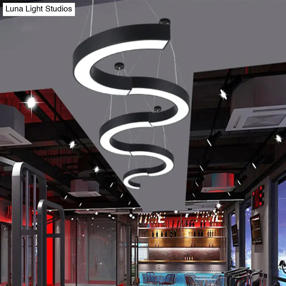 Modern Led Hanging Chandelier Light Fixture For Gymnasium - Curve Acrylic Design