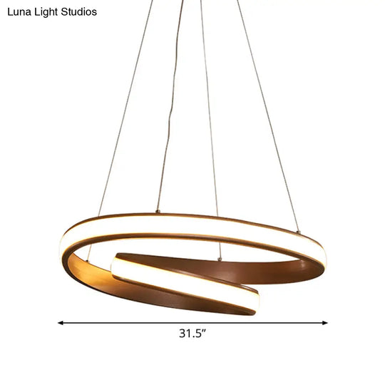 Modern Led Hanging Pendant Light With Silica Gel Coffee Curl Design Warm/White 23/31.5 Inches Width