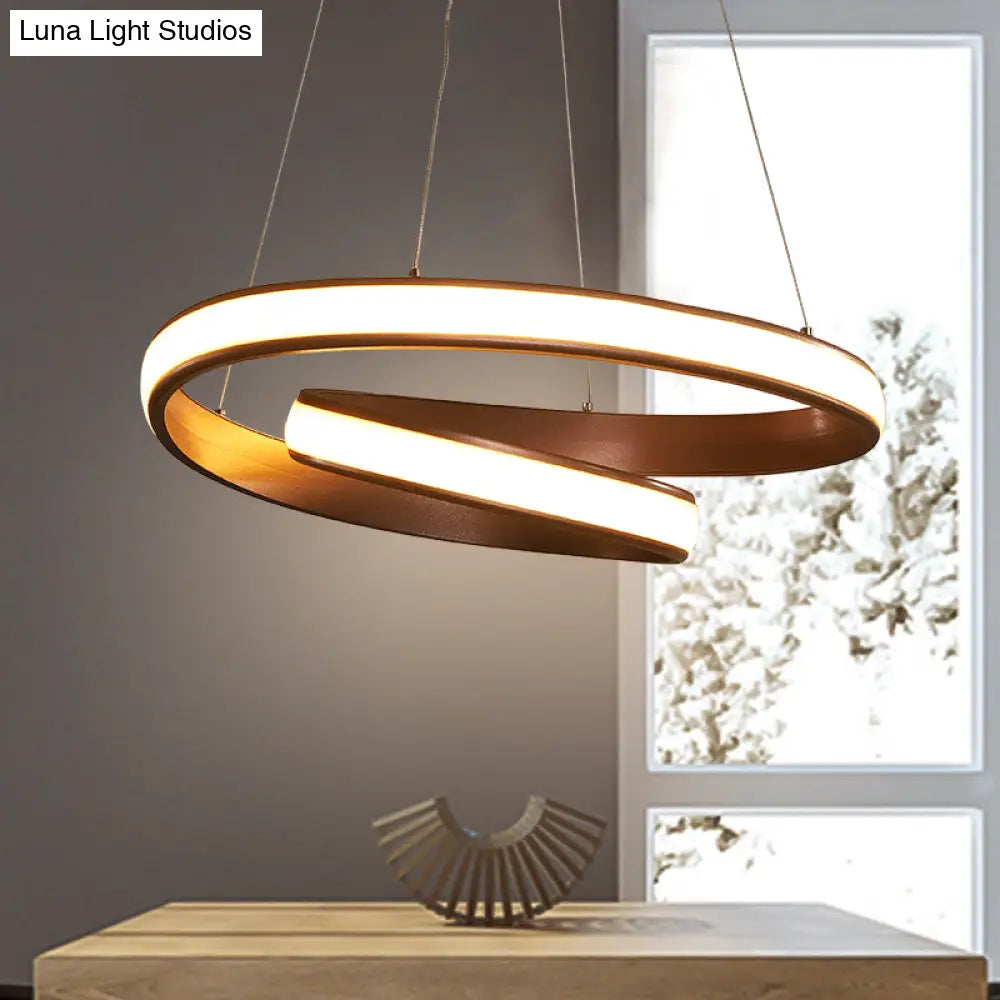 Modern Led Hanging Pendant Light With Silica Gel Coffee Curl Design Warm/White 23/31.5 Inches Width