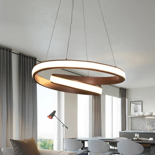 Modern Led Hanging Pendant Light With Silica Gel Coffee Curl Design Warm/White 23/31.5 Inches Width