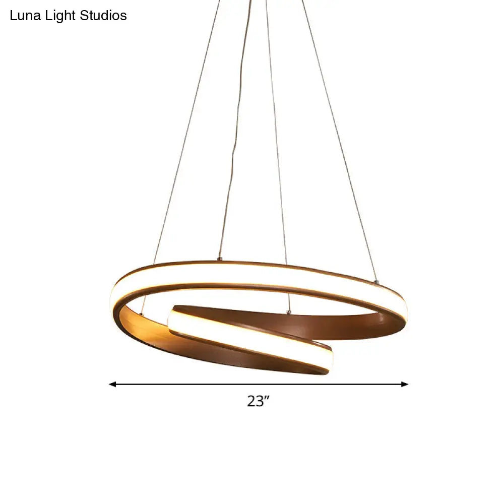 Modern Led Hanging Pendant Light With Silica Gel Coffee Curl Design Warm/White 23/31.5 Inches Width