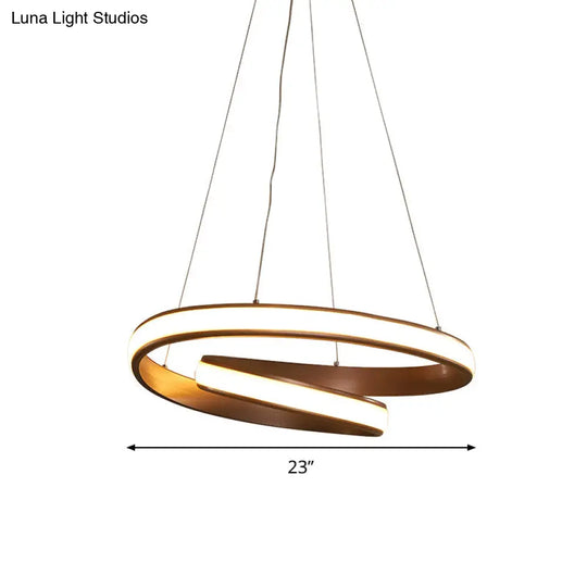 Modern Led Hanging Pendant Light With Silica Gel Coffee Curl Design Warm/White 23/31.5 Inches Width