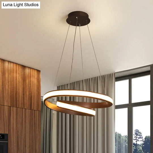 Modern Led Hanging Pendant Light With Silica Gel Coffee Curl Design Warm/White 23/31.5 Inches Width