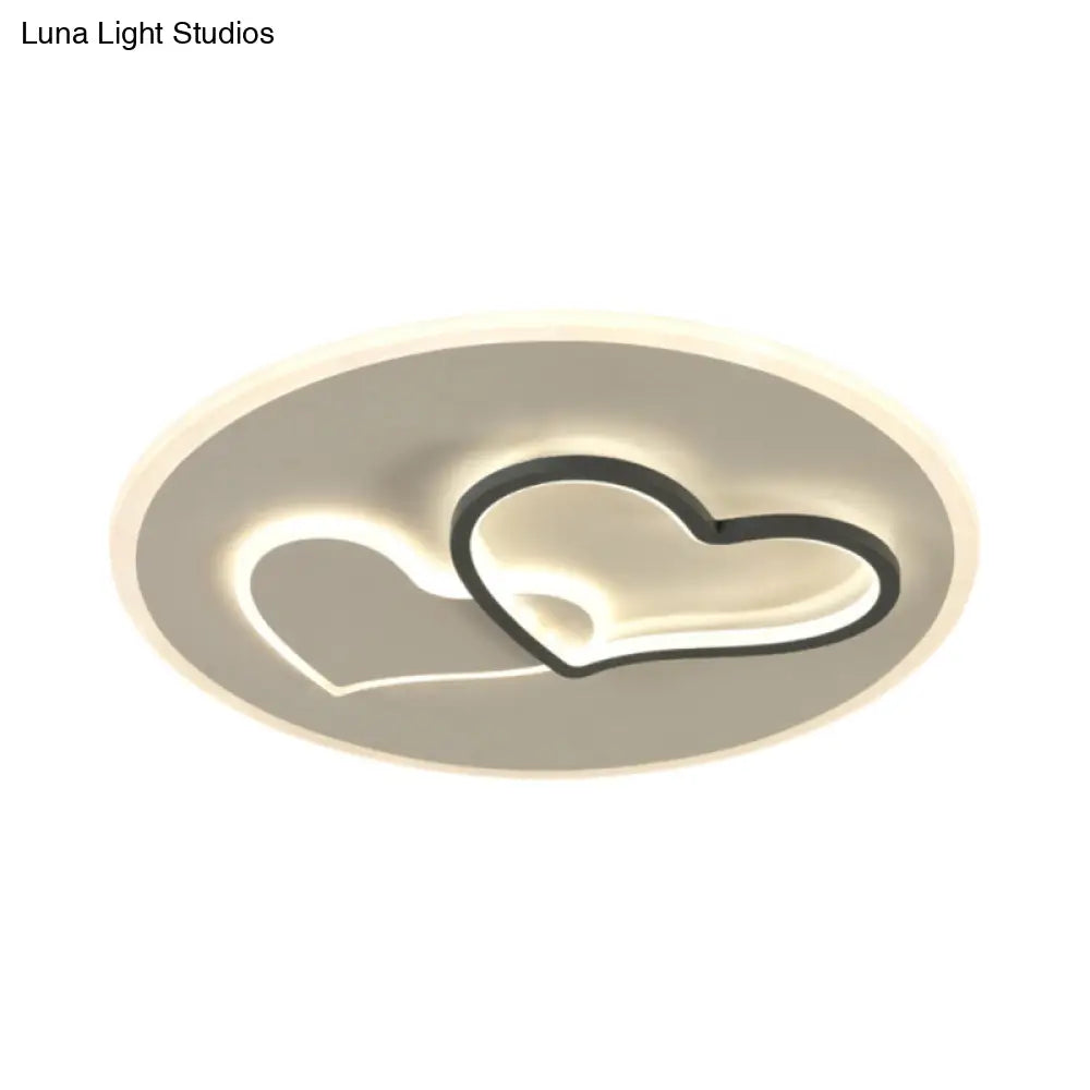 Modern Led Heart Ceiling Light - Romantic Black & White Flush Lamp In Third Gear