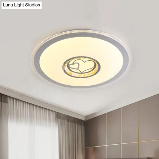 Modern Led Heart Pattern Ceiling Mounted Acrylic Flushmount Light For Bedroom White