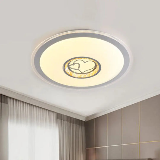 Modern Led Heart Pattern Ceiling Mounted Acrylic Flushmount Light For Bedroom White