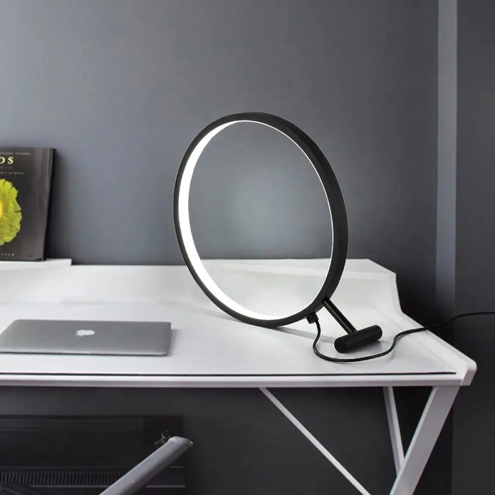 Modern Led Hoop Reading Lamp With Plug-In Desk Light - 8 12 16 Diameter Black/White Warm/White Black